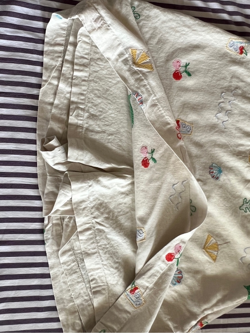 Gap Linen-Blend Embroidered Mini Skort with Beach umbrella beige size medium - Picture 6 of 10
